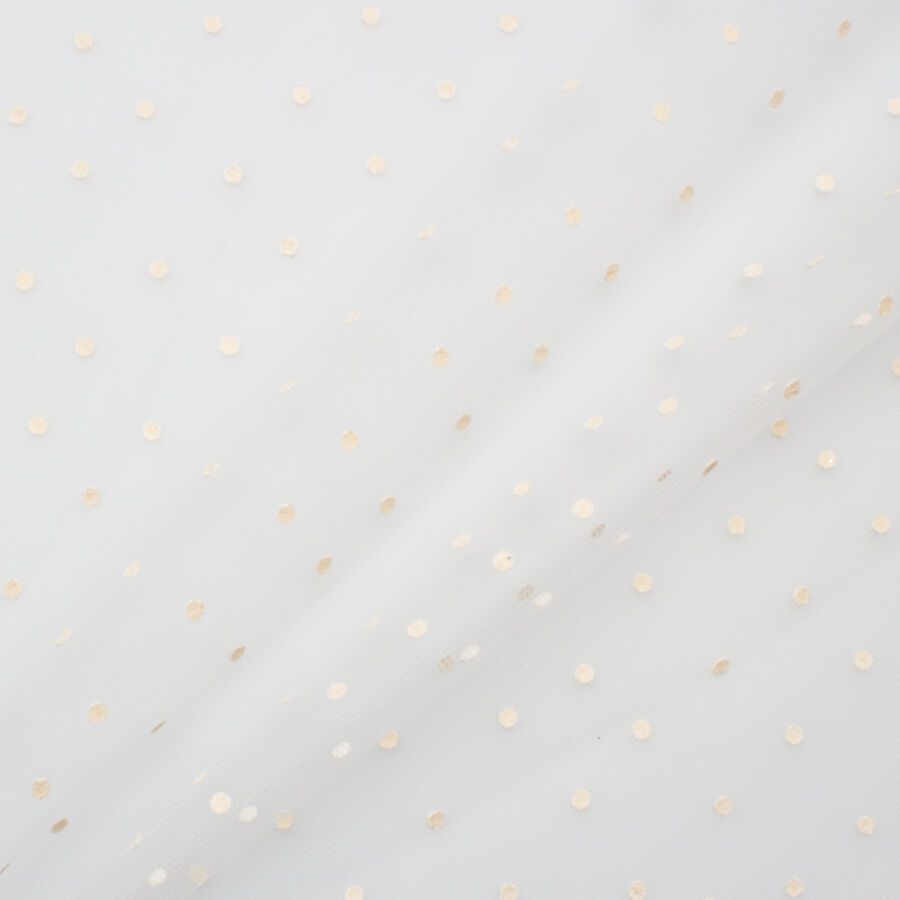 Off-White Flocked Spot Tulle