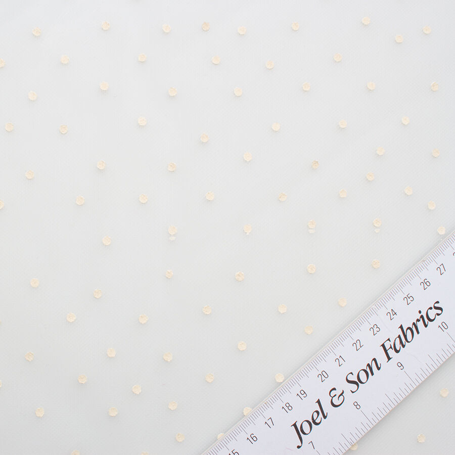 Off-White Flocked Spot Tulle