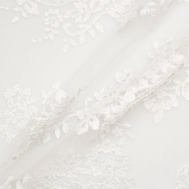 White Floral Embroidered Raschel Tulle (A 1.60m Piece)