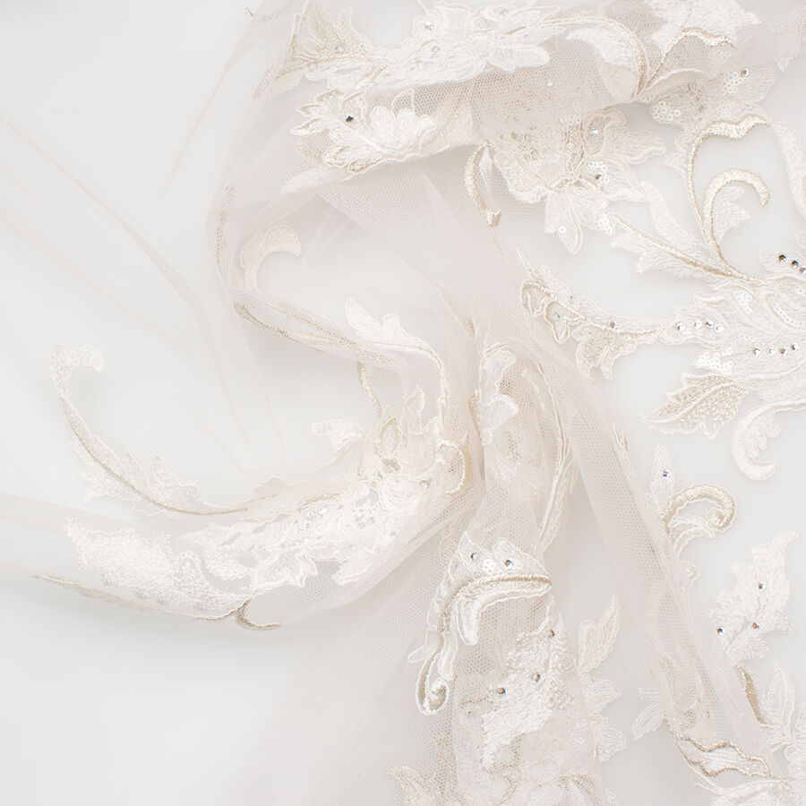 Ivory Floral Embroidered Tulle