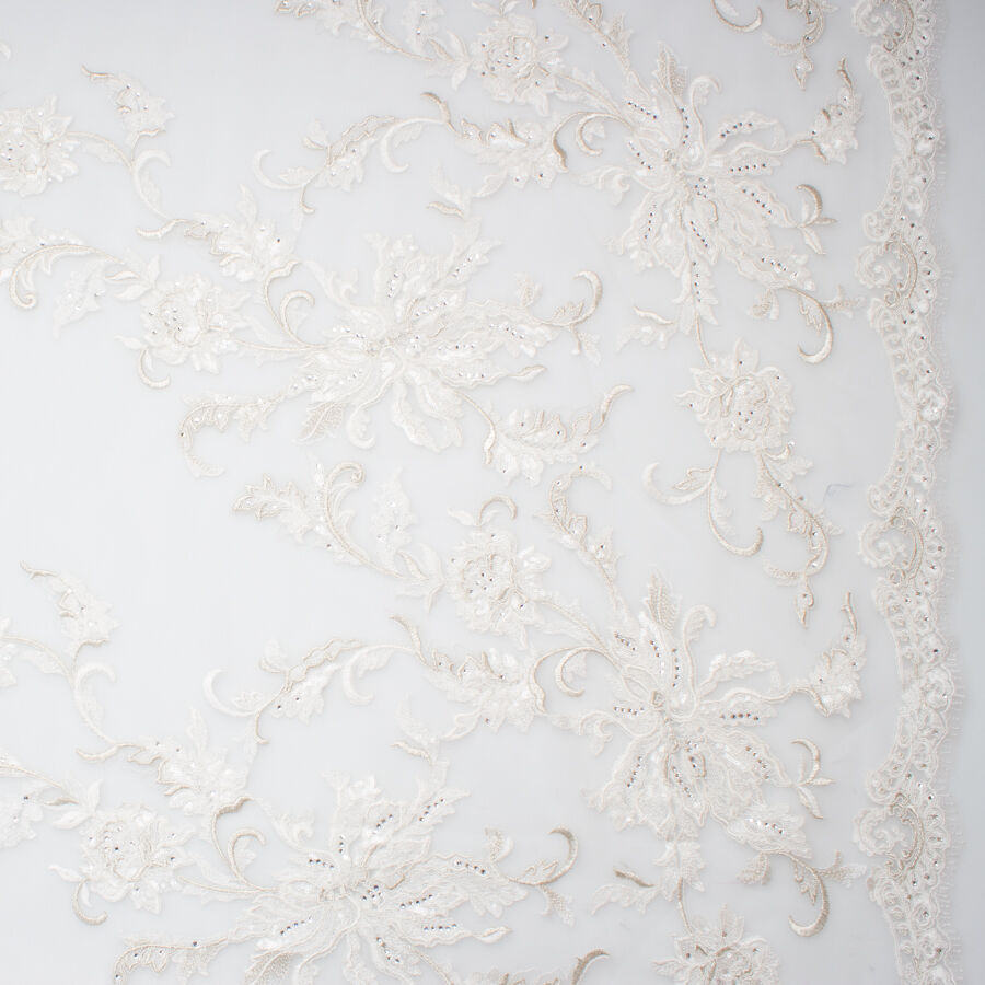 Ivory Floral Embroidered Tulle