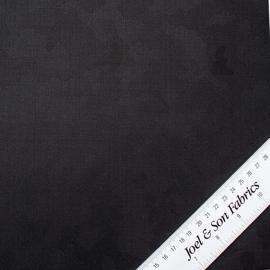 Black Super 150s Jacquard Wool Suiting