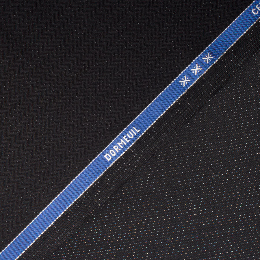 Black Herringbone Jacquard Metallic Wool (A 3m Piece)