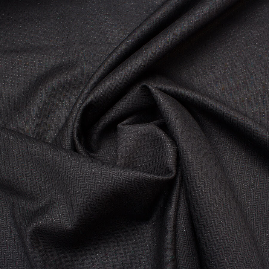Black Herringbone Jacquard Metallic Wool (A 3m Piece)