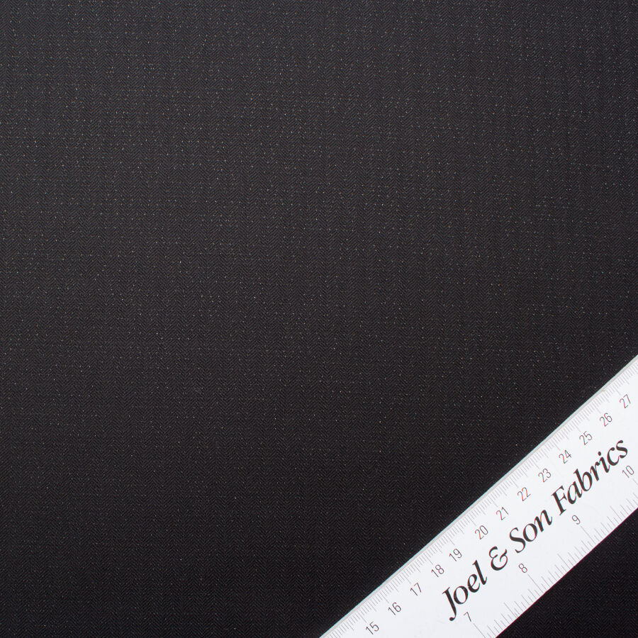 Black Herringbone Jacquard Metallic Wool (A 3m Piece)