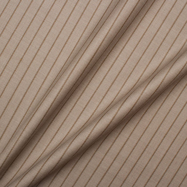 Beige 'Super 160's' Pinstriped Wool Suiting