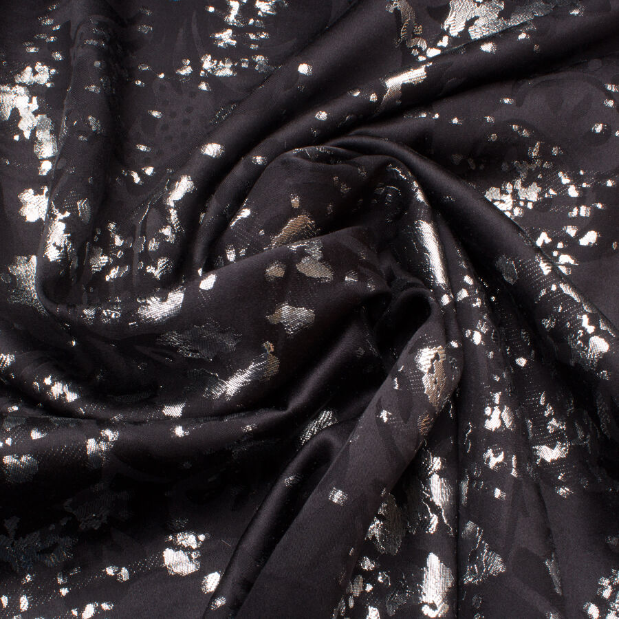 Black & Silver Metallic Silk Jacquard