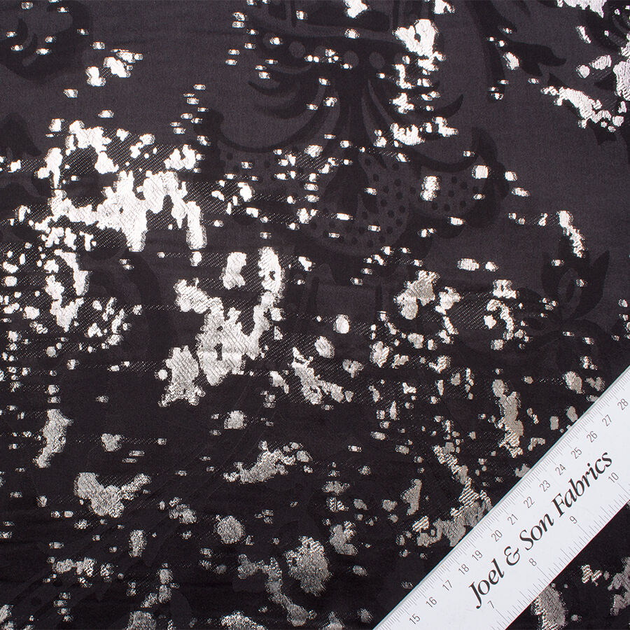 Black & Silver Metallic Silk Jacquard