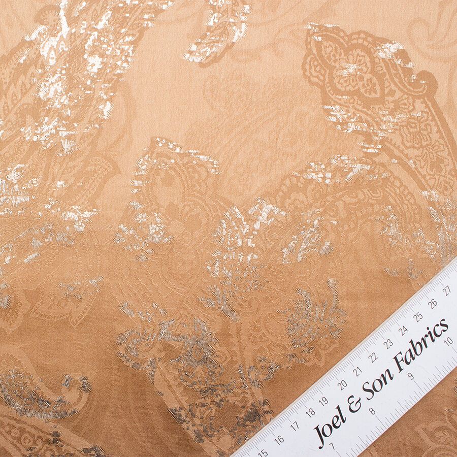 Caramel & White Gold Metallic Silk Jacquard