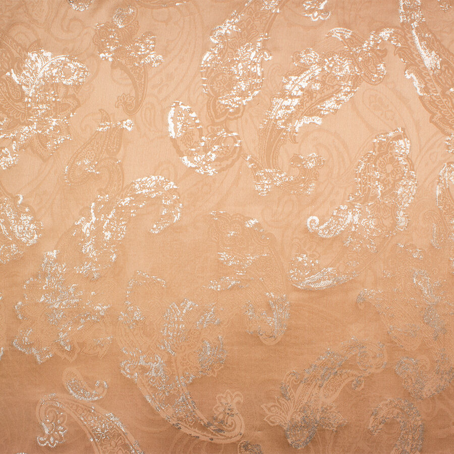 Caramel & White Gold Metallic Silk Jacquard