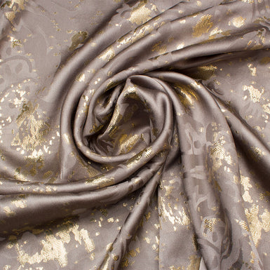 Dark Taupe & Gold Metallic Silk Jacquard
