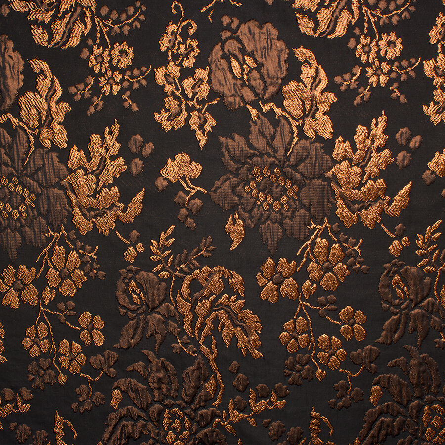 Bronze Metallic Floral Black Cloqué (A 2.45m Piece)