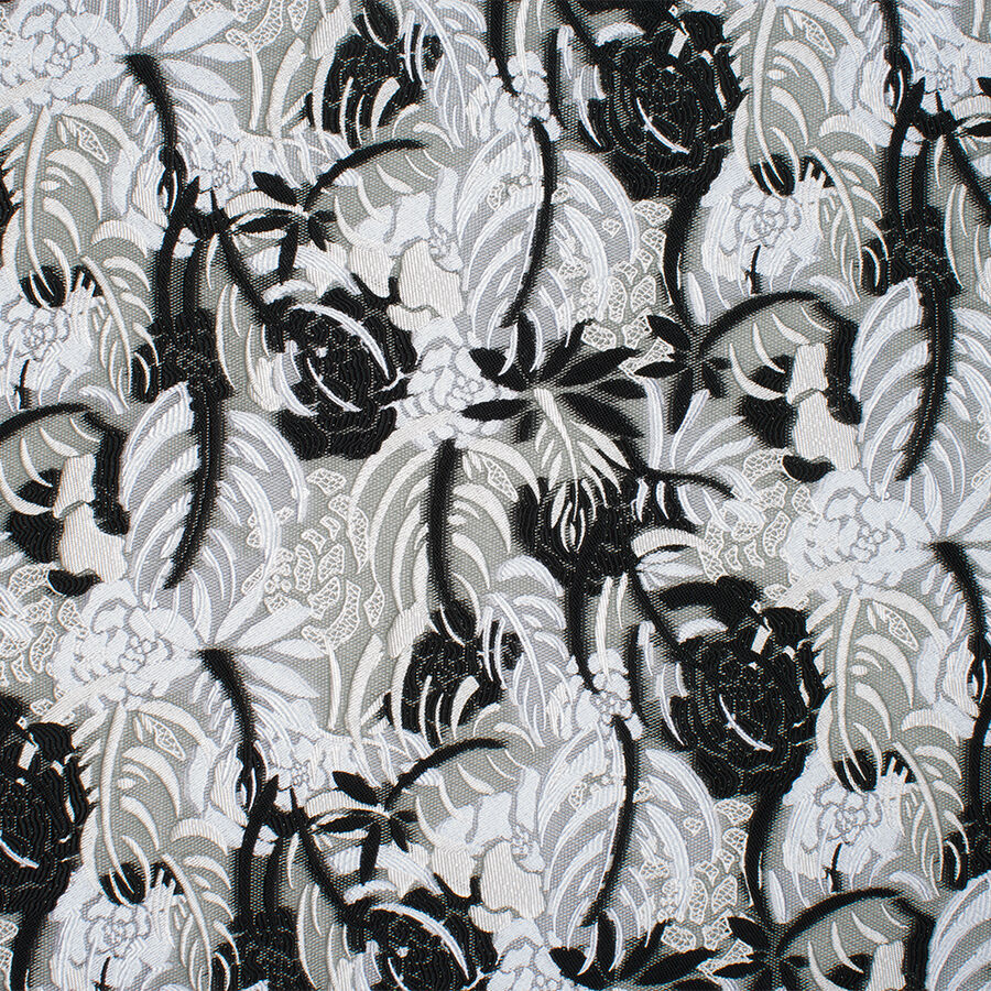 Black & White Floral Cloqué