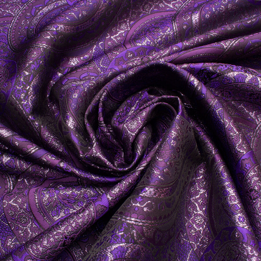 Purple Metallic Silk Blend Brocade