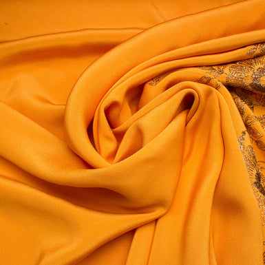 Orange Metallic Embroidered Silk Crêpe