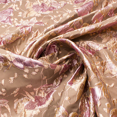 Metallic Pink & Deep Gold Floral Cloqué