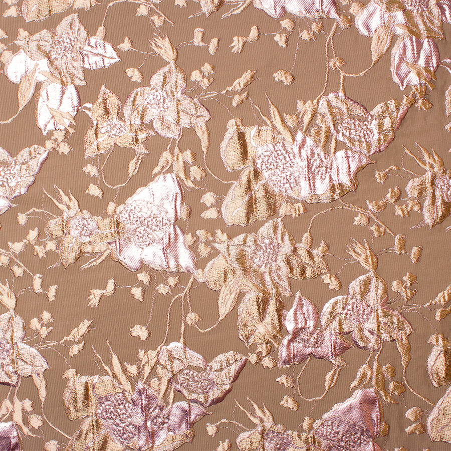 Metallic Pink & Deep Gold Floral Cloqué