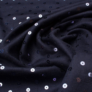 Blue Sequinned Pure Wool Flannel