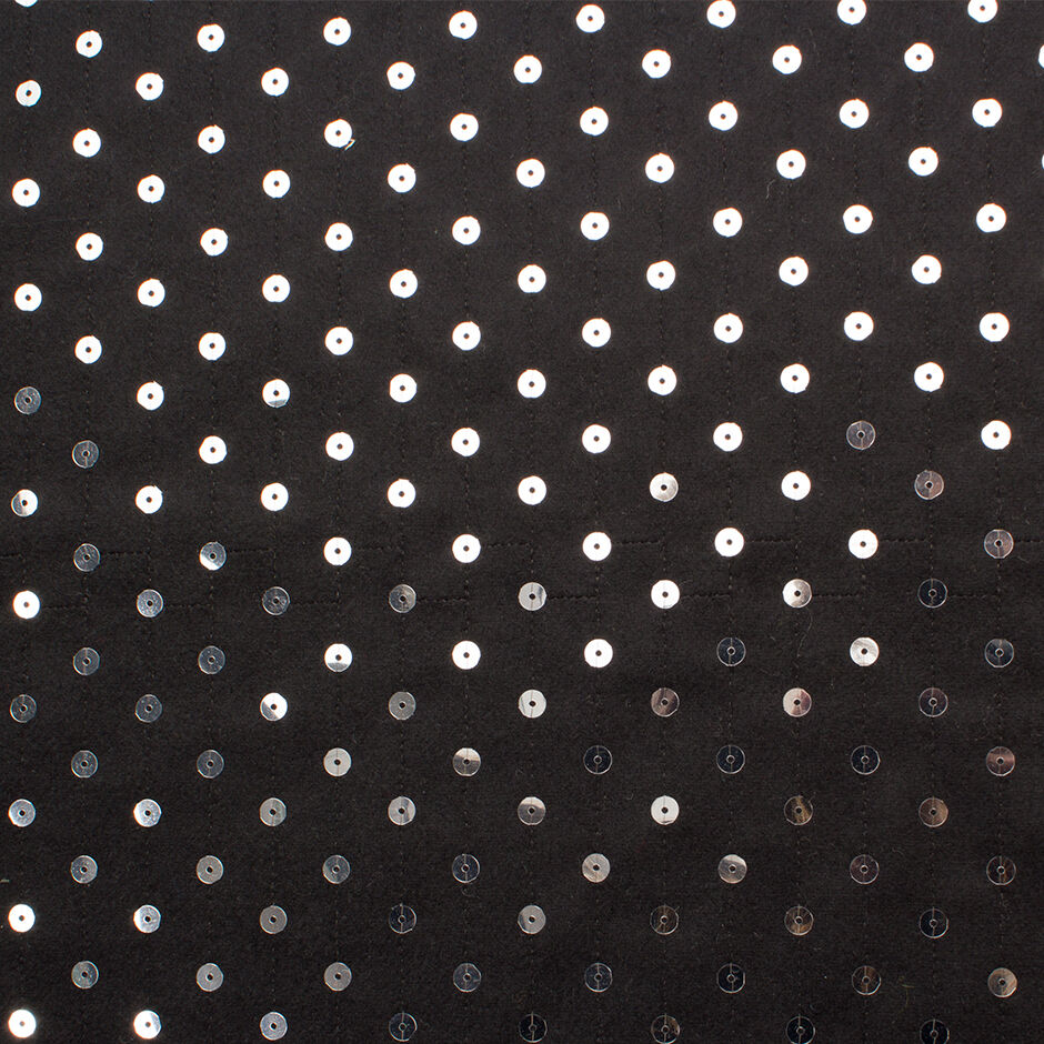 Black Sequinned Pure Wool Flannel