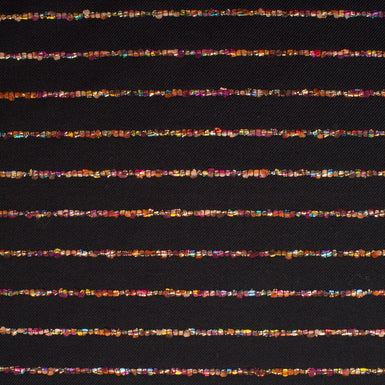 Black Pure Wool with Multi-Coloured Stripes