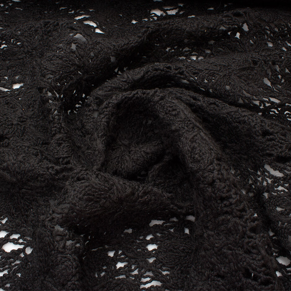 Black Crocheted Pure Wool