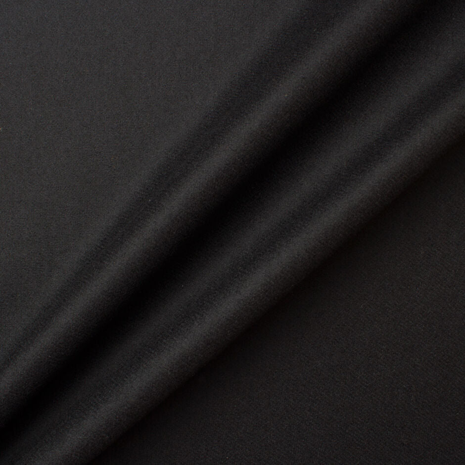 Plain Black Pure Wool Flannel
