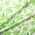 Green Cannabis Printed White Silk Twill