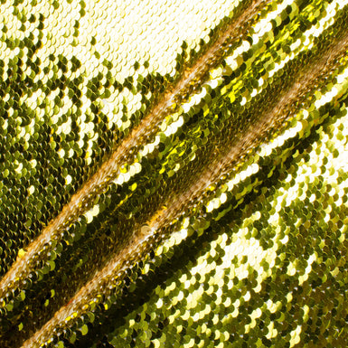 Gold & Lime Double Sided Sequinned Jersey
