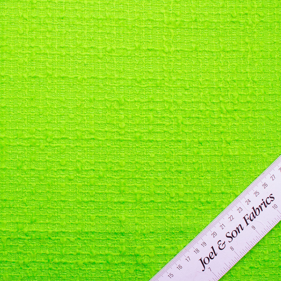 Fluorescent Green Wool Blend Bouclé