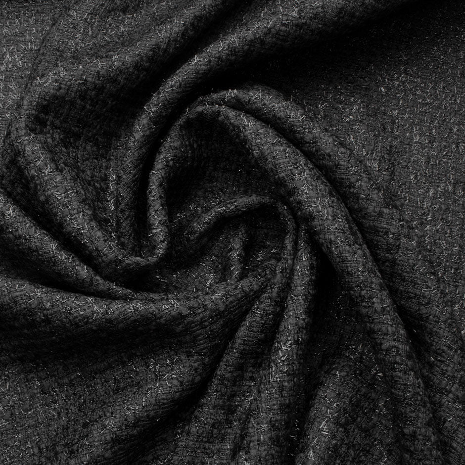 Dark Grey Lurex Wool Blend Bouclé