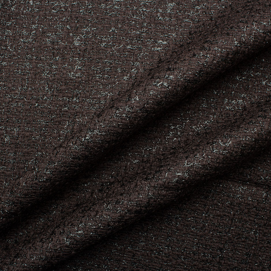 Dark Brown Lurex Wool Blend Bouclé