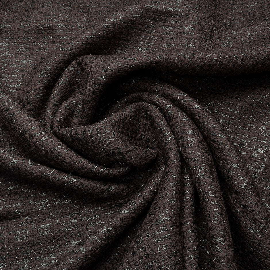 Dark Brown Lurex Wool Blend Bouclé