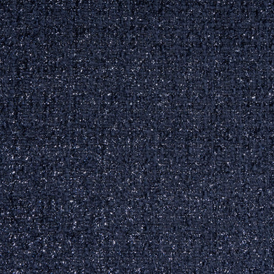 Navy Blue Metallic Wool Bouclé