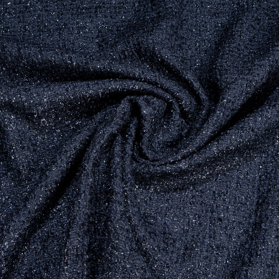 Midnight Blue Metallic Wool Bouclé