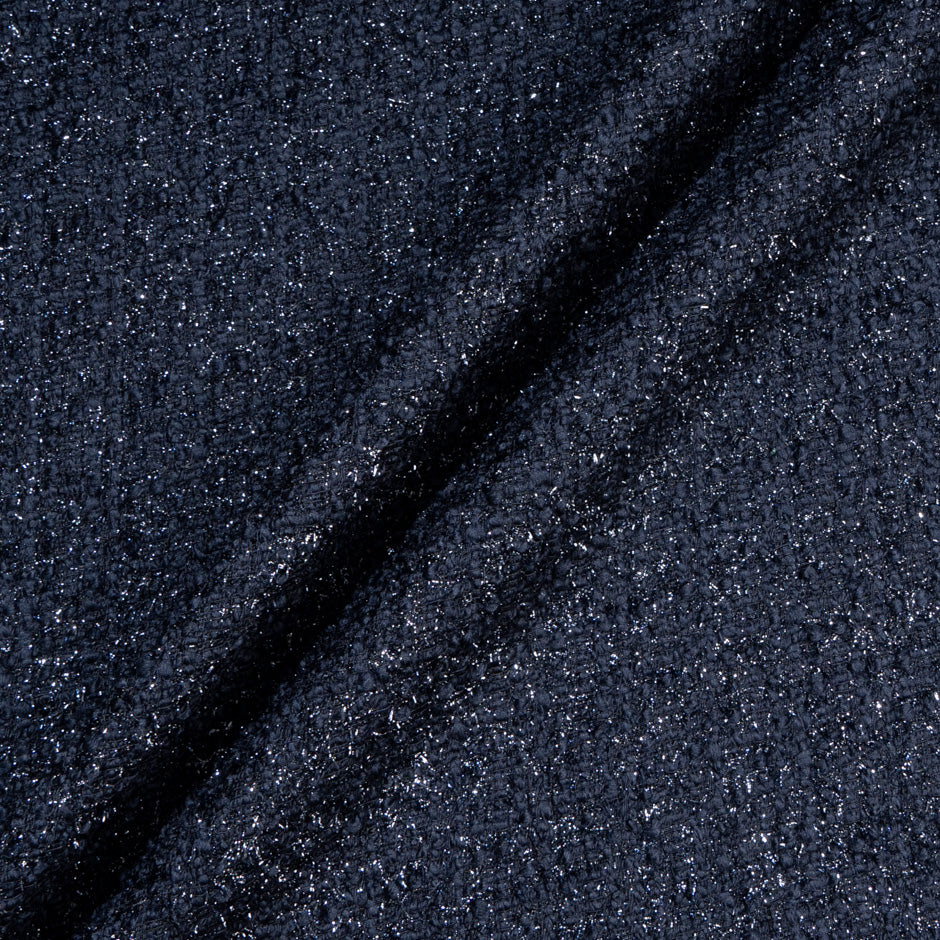 Midnight Blue Metallic Wool Bouclé