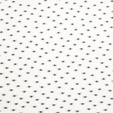 Black Spotted Ivory Poly Organza Jacquard