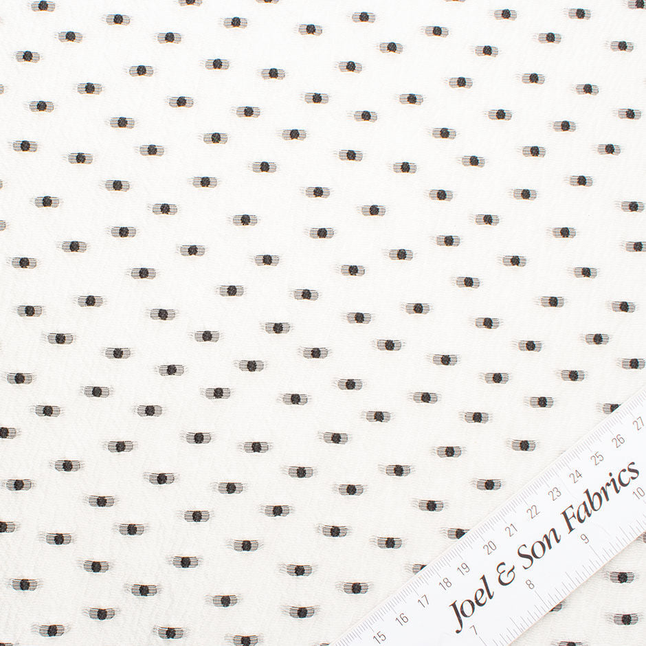 Black Spotted Ivory Poly Organza Jacquard