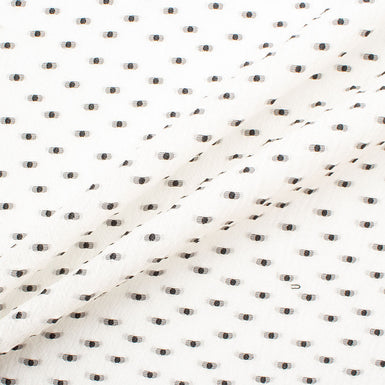 Black Spotted Ivory Poly Organza Jacquard
