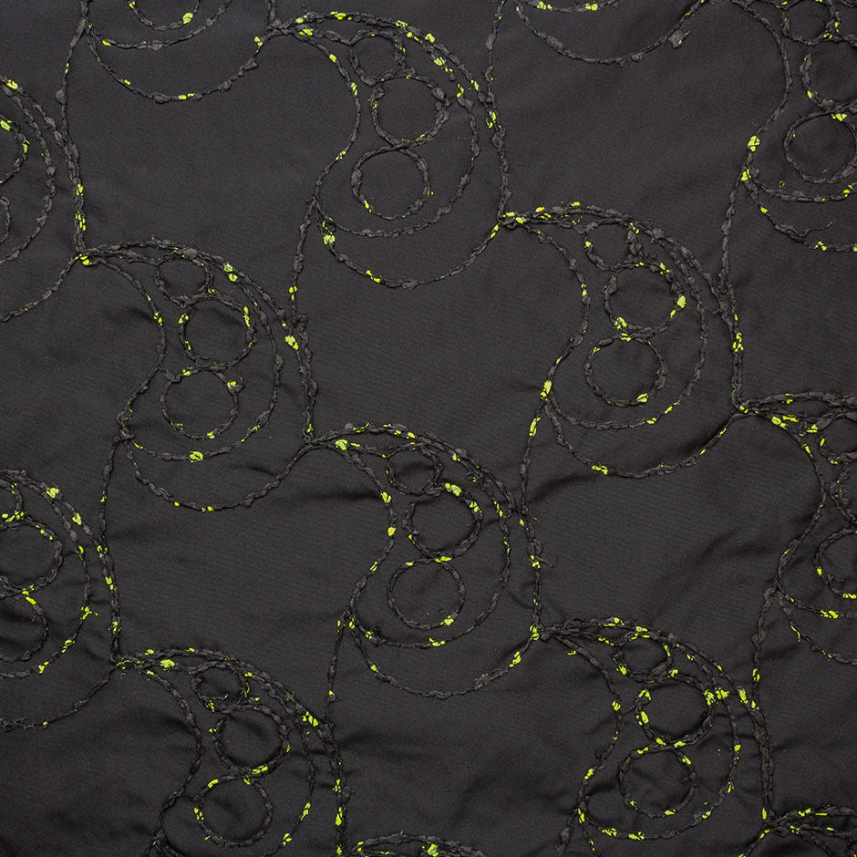 Fluorescent Yellow & Black Corded Taffeta