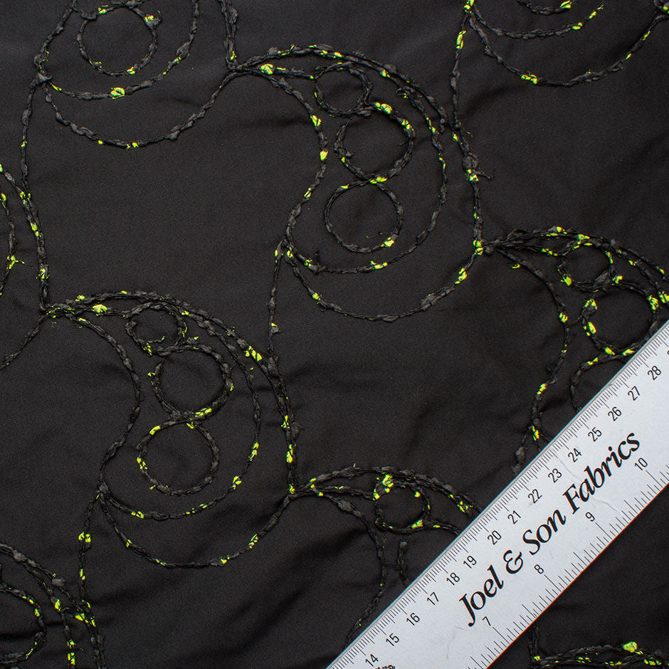 Fluorescent Yellow & Black Corded Taffeta