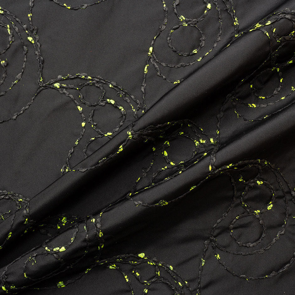 Fluorescent Yellow & Black Corded Taffeta