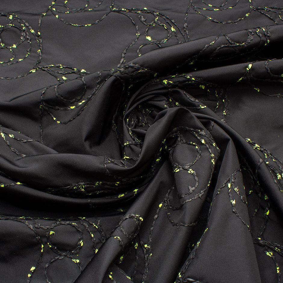 Fluorescent Yellow & Black Corded Taffeta