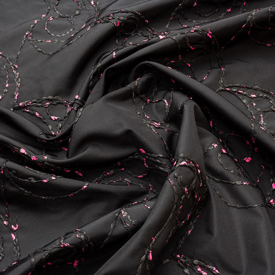 Pink & Black Corded Taffeta
