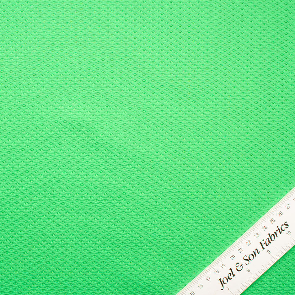 Bright Green Cotton Blend Diamond Piqué