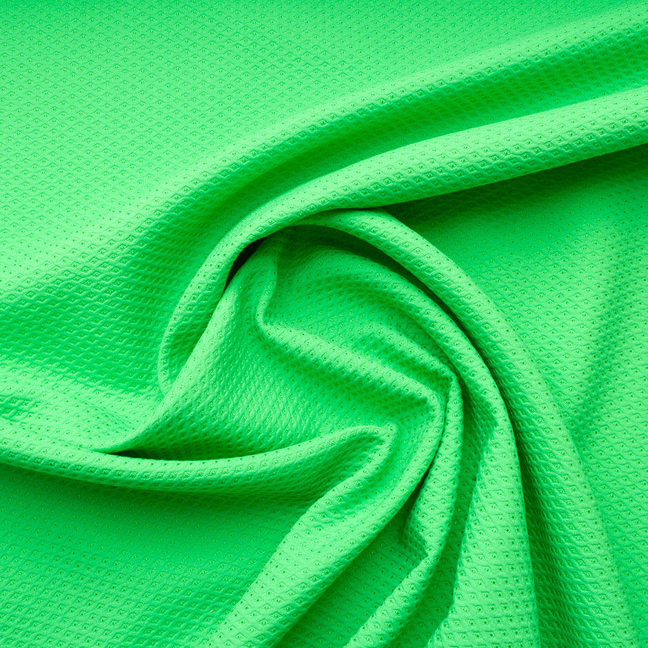 Bright Green Cotton Blend Diamond Piqué