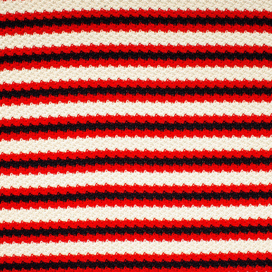 Ivory, Red & Blue Striped Cotton Knit Jersey