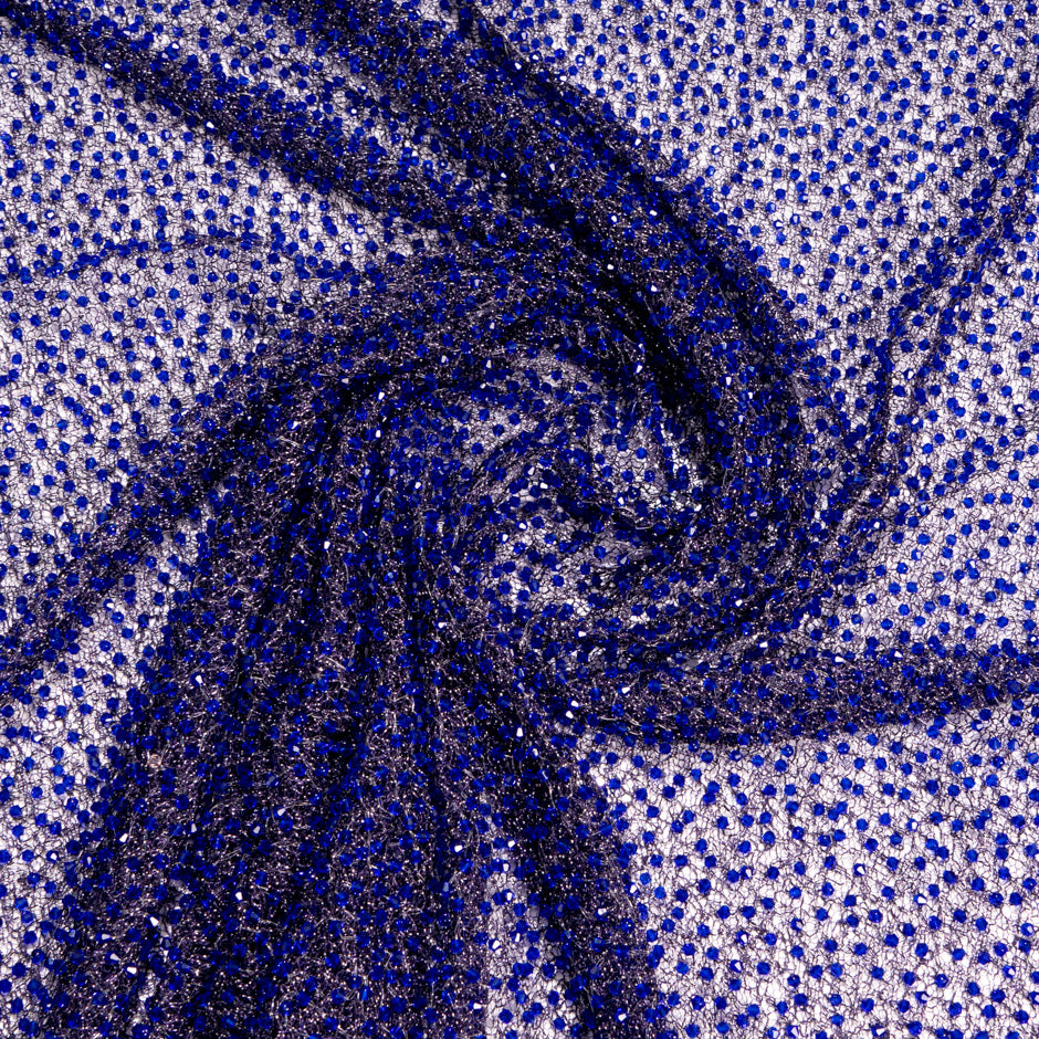 Electric Blue Embellished Fine Black Tulle