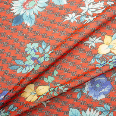 Floral Houndstooth Printed Silk Georgette (A 2.60m Piece)