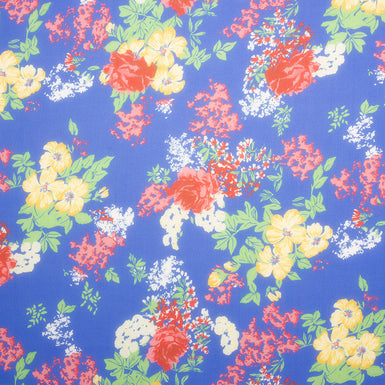 Bright Floral Printed Blue Silk Georgette (A 3.15m Piece)