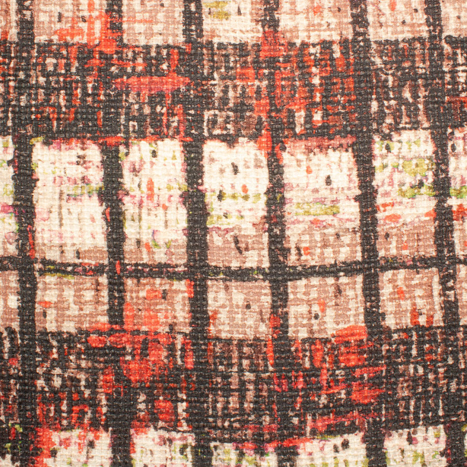 Black & Pink Check Printed Bouclé